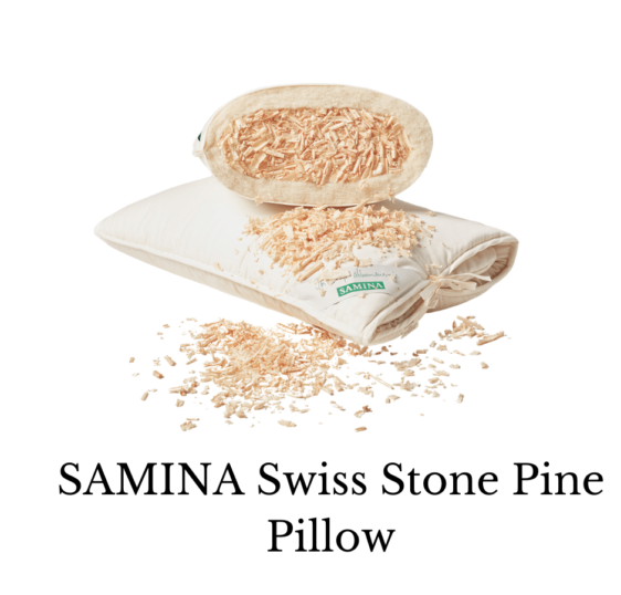 Swiss Stone Pine Pillow with title of the site