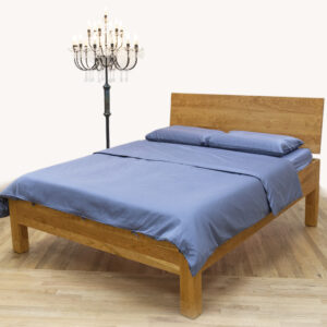 pummer blue duvet cover and bedding on a samina bed