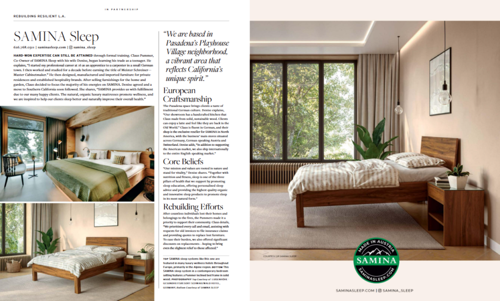 SAMINA Sleep article - Luxe Interior + Design magazine, Nov/Dec 2025