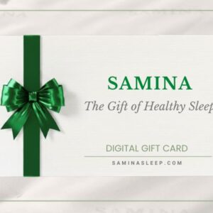 samina gift card - the gift of healthy sleep - with a green bow