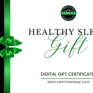 samina healthy sleep gift certificate with logo and green bow